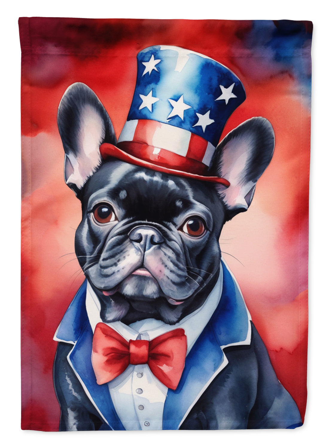 French Bulldog Patriotic American House Flag 28x40 Porch Sleeve Pole Decorative Outside Yard Banner Artwork Wall Hanging, Polyester