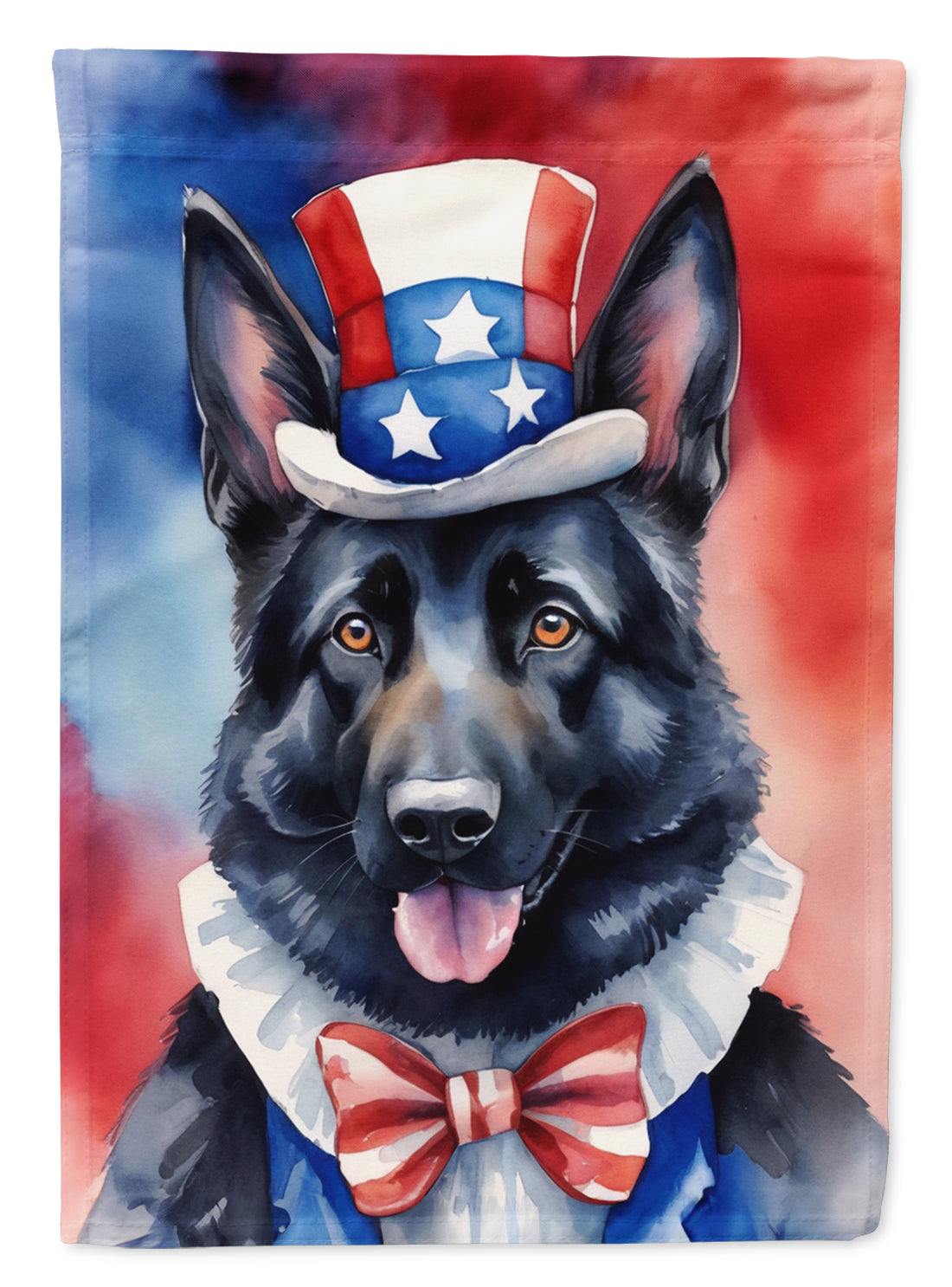 German Shepherd Patriotic American House Flag 28x40 Porch Sleeve Pole Decorative Outside Yard Banner Artwork Wall Hanging, Polyester