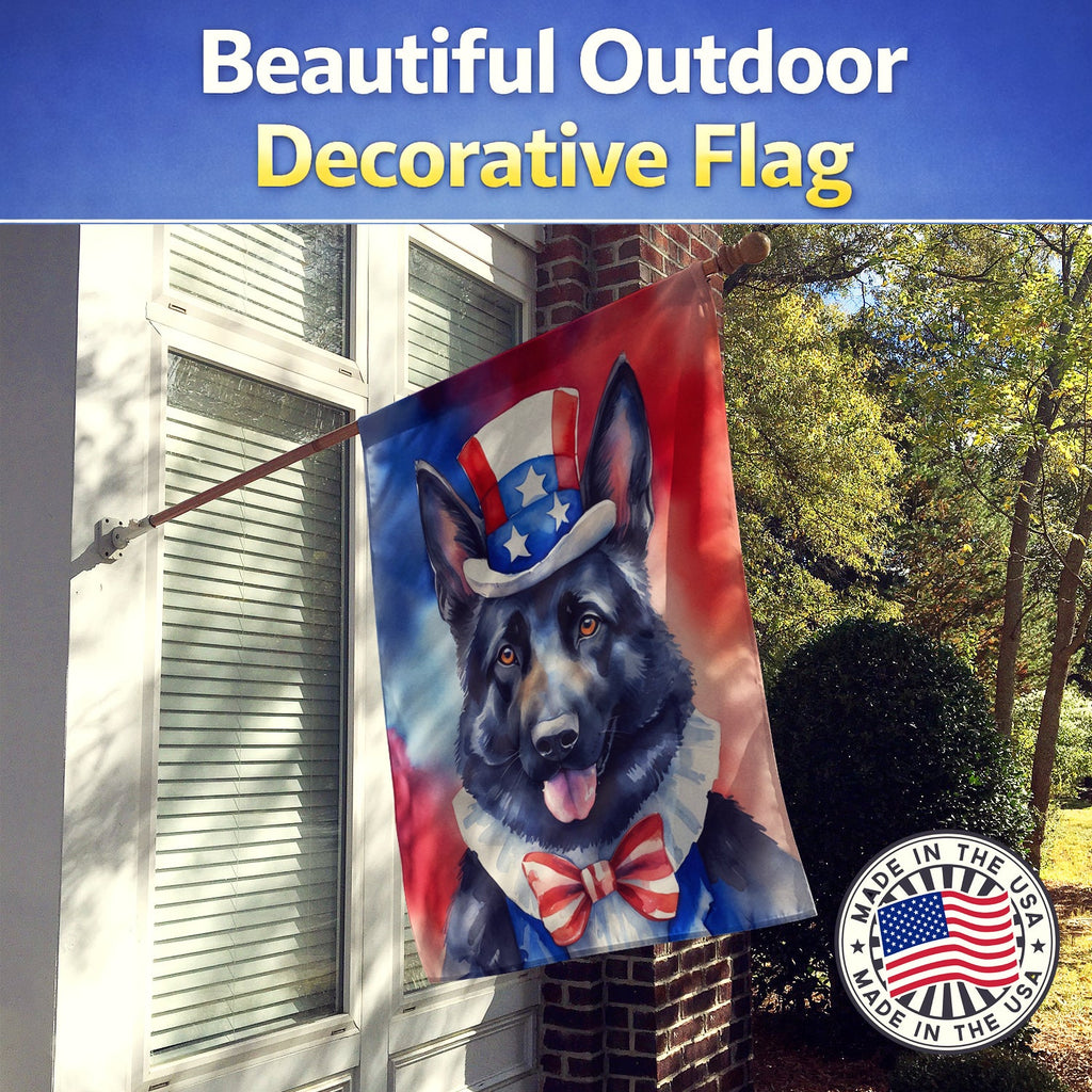 German Shepherd Patriotic American House Flag 28x40 Porch Sleeve Pole Decorative Outside Yard Banner Artwork Wall Hanging, Polyester