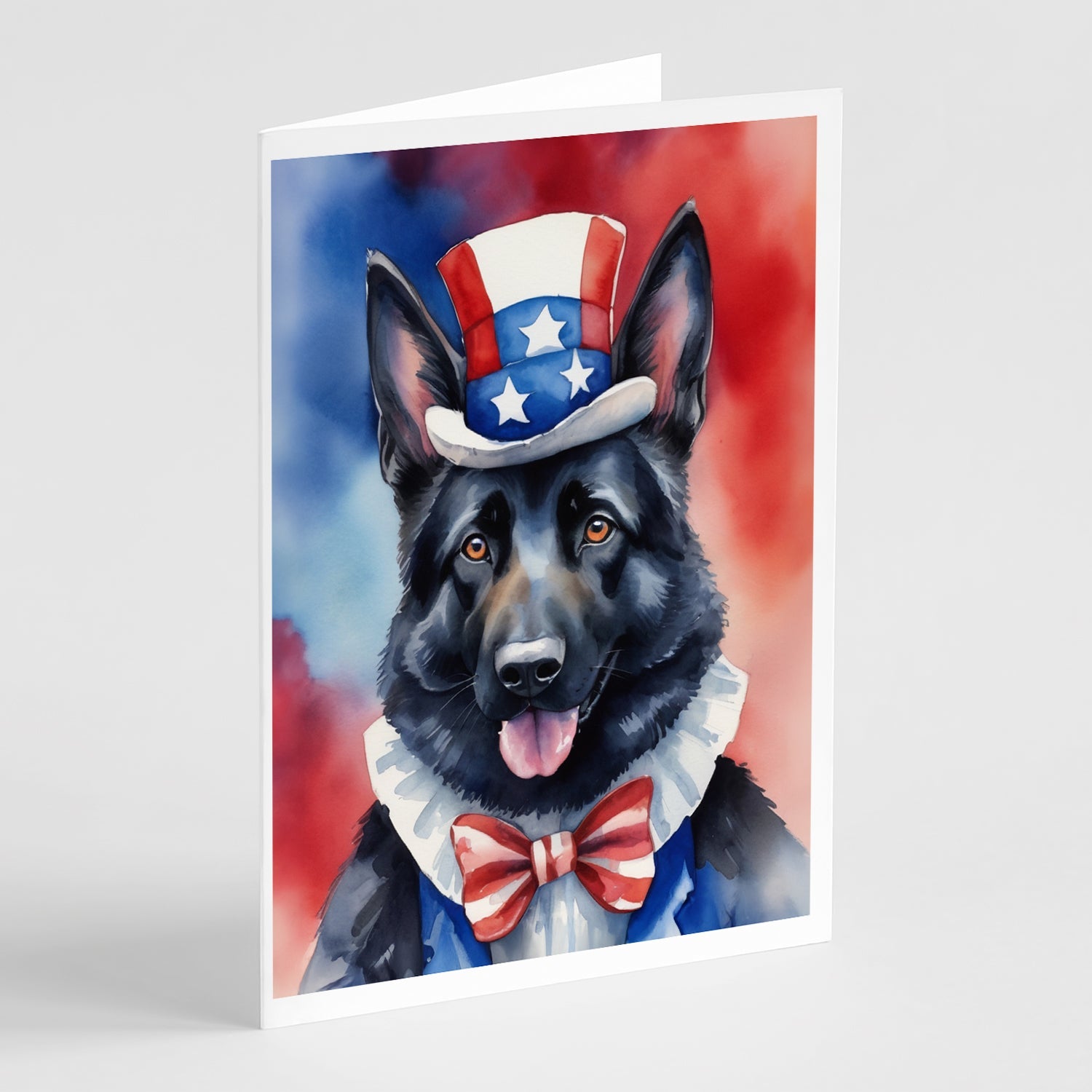 German Shepherd Patriotic American Greeting Cards Pack of 8 Blank Cards with Envelopes Whimsical A7 Size 5x7