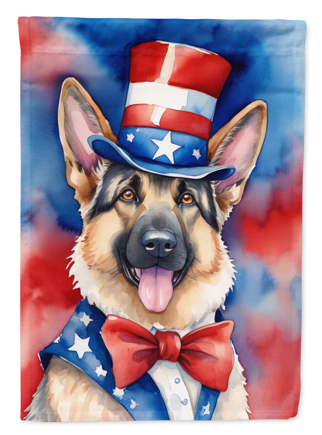German Shepherd Patriotic American House Flag 28x40 Porch Sleeve Pole Decorative Outside Yard Banner Artwork Wall Hanging, Polyester