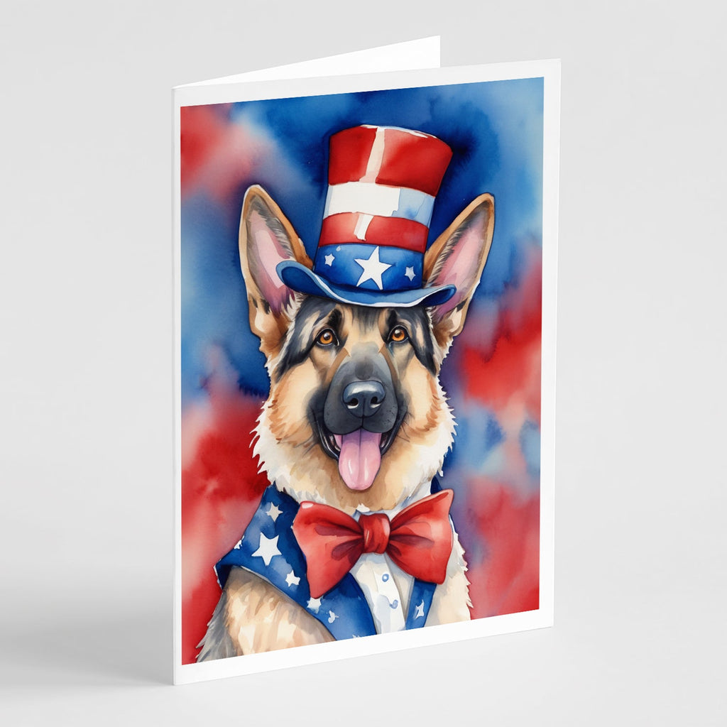 German Shepherd Patriotic American Greeting Cards Pack of 8 Blank Cards with Envelopes Whimsical A7 Size 5x7