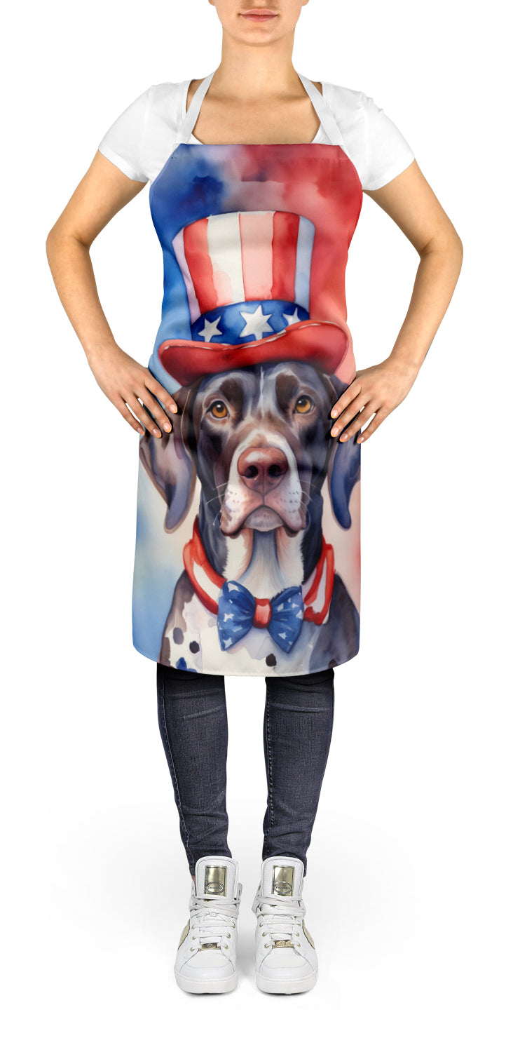 German Shorthaired Pointer Patriotic American Apron Cooking Kitchen Server Baking Crafts Gardening for Adult Women Men, Unisex, Large, Multicolor