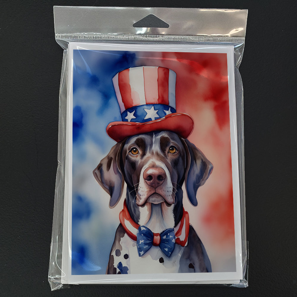 German Shorthaired Pointer Patriotic American Greeting Cards Pack of 8 Blank Cards with Envelopes Whimsical A7 Size 5x7