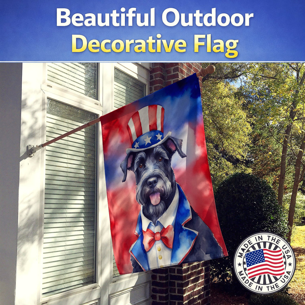Giant Schnauzer Patriotic American House Flag 28x40 Porch Sleeve Pole Decorative Outside Yard Banner Artwork Wall Hanging, Polyester