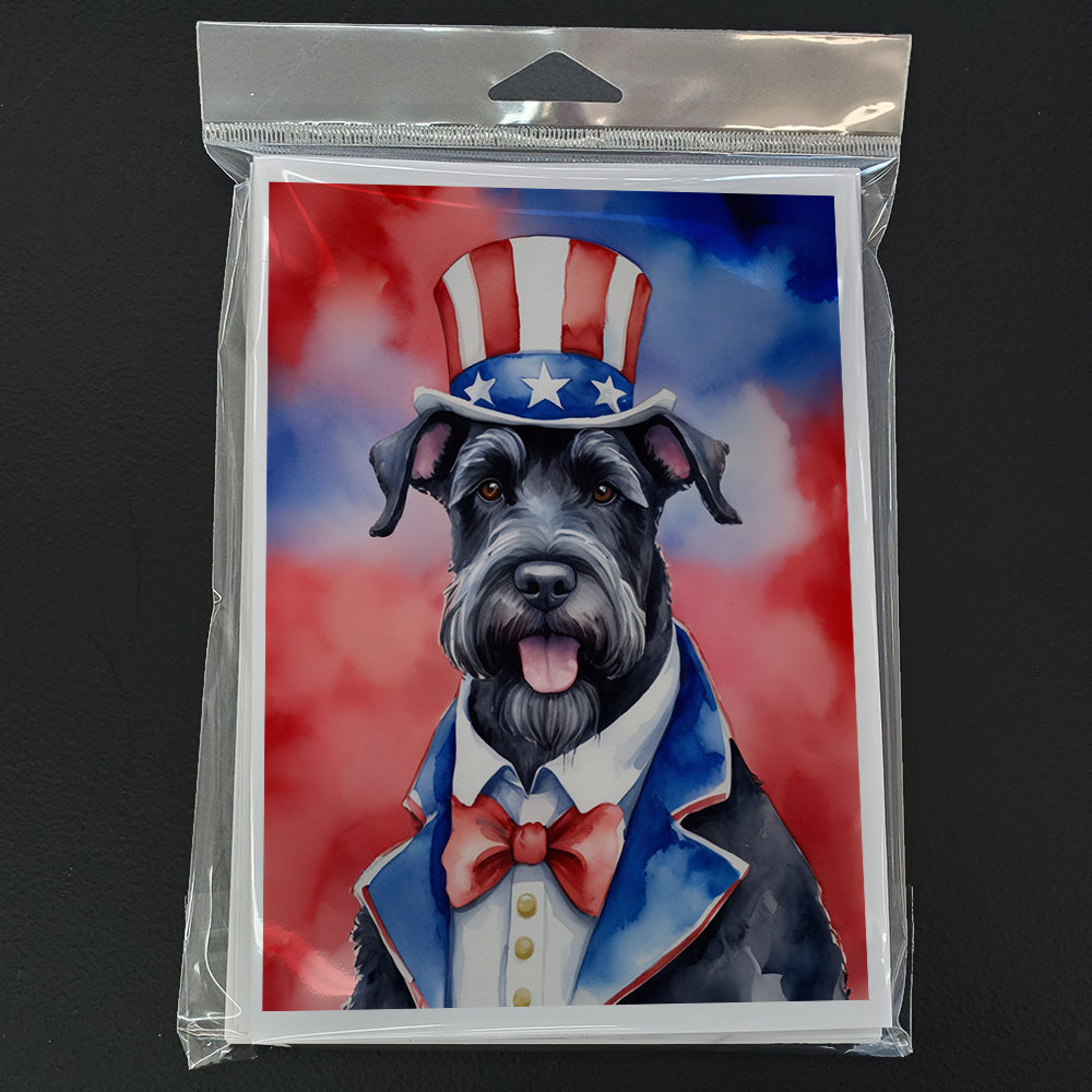 Giant Schnauzer Patriotic American Greeting Cards Pack of 8 Blank Cards with Envelopes Whimsical A7 Size 5x7
