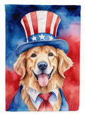 Golden Retriever Patriotic American House Flag 28x40 Porch Sleeve Pole Decorative Outside Yard Banner Artwork Wall Hanging, Polyester