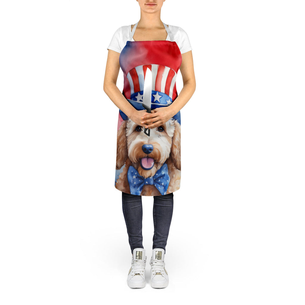 Goldendoodle Patriotic American Apron Cooking Kitchen Server Baking Crafts Gardening for Adult Women Men, Unisex, Large, Multicolor