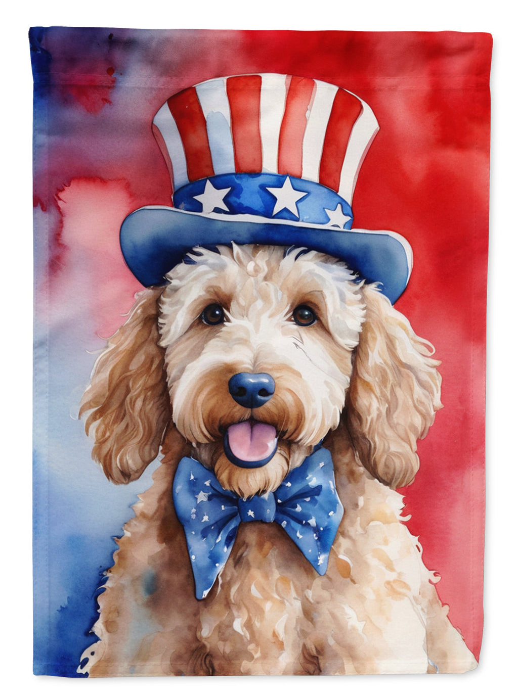 Goldendoodle Patriotic American House Flag 28x40 Porch Sleeve Pole Decorative Outside Yard Banner Artwork Wall Hanging, Polyester