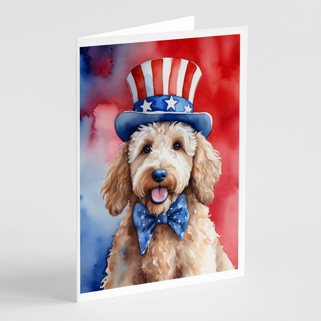 Goldendoodle Patriotic American Greeting Cards Pack of 8 Blank Cards with Envelopes Whimsical A7 Size 5x7