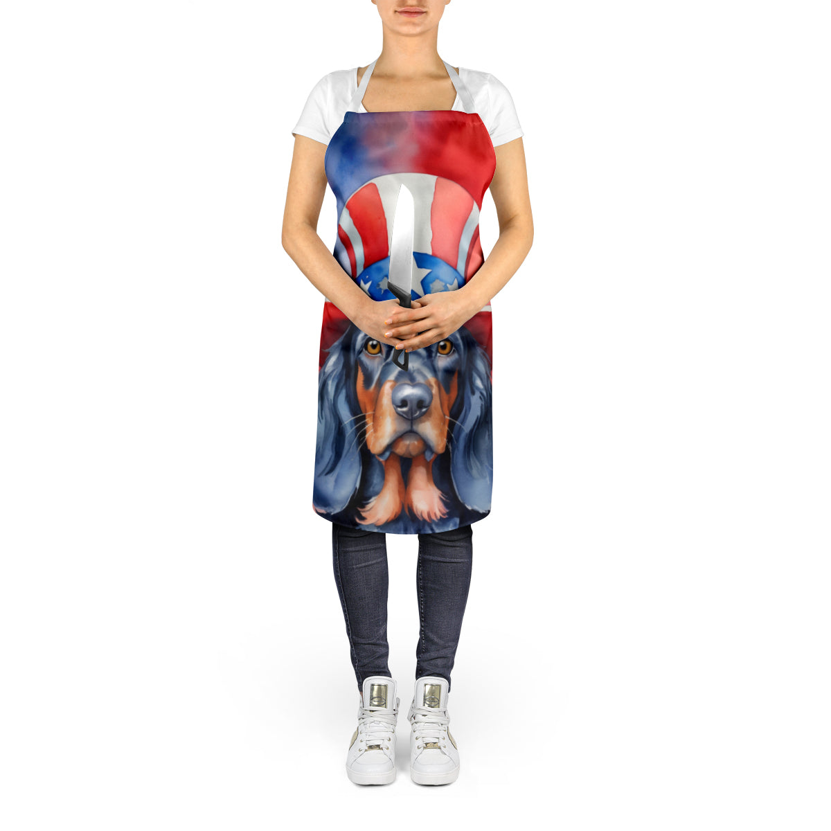 Gordon Setter Patriotic American Apron Cooking Kitchen Server Baking Crafts Gardening for Adult Women Men, Unisex, Large, Multicolor