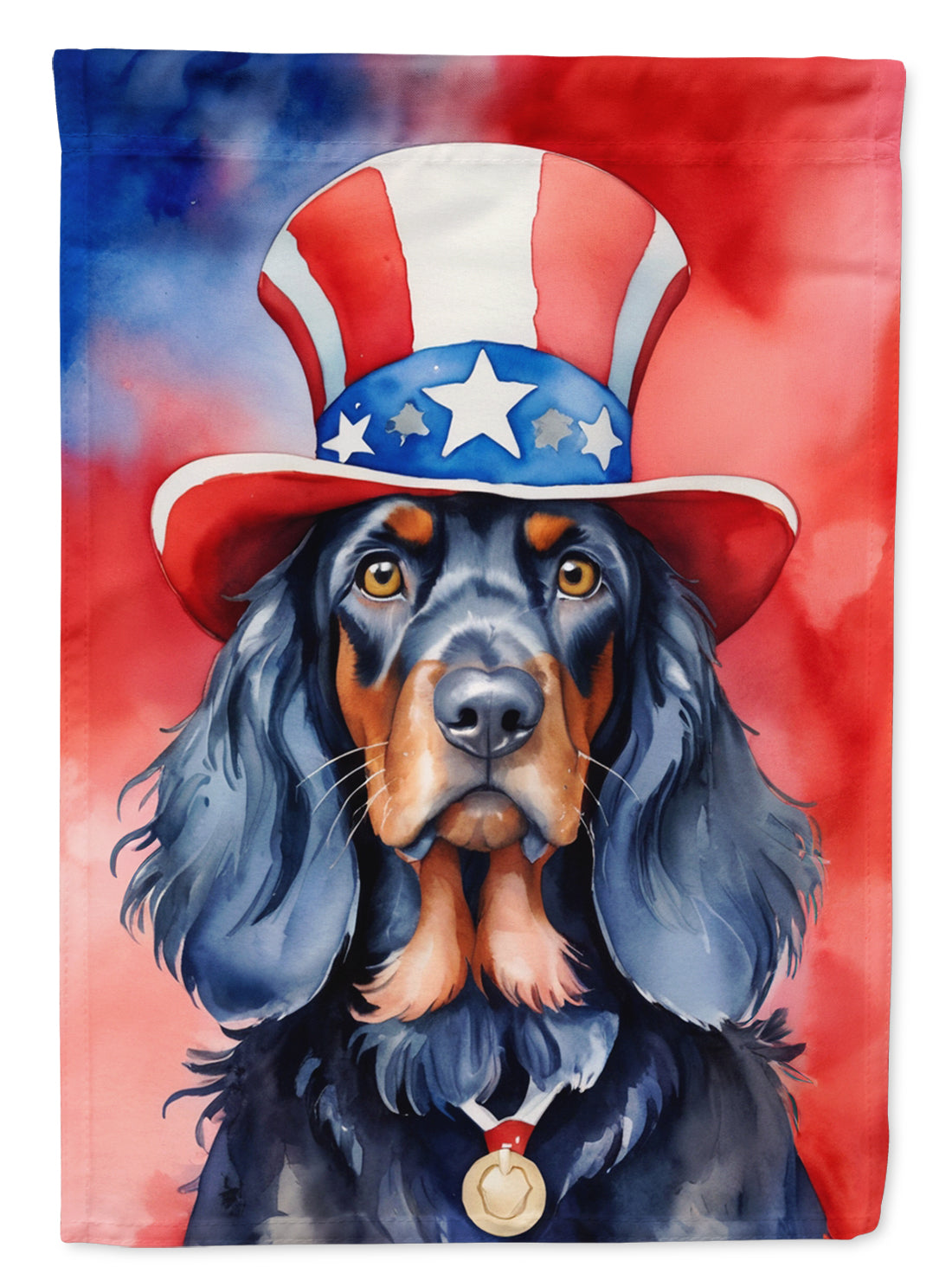 Gordon Setter Patriotic American House Flag 28x40 Porch Sleeve Pole Decorative Outside Yard Banner Artwork Wall Hanging, Polyester