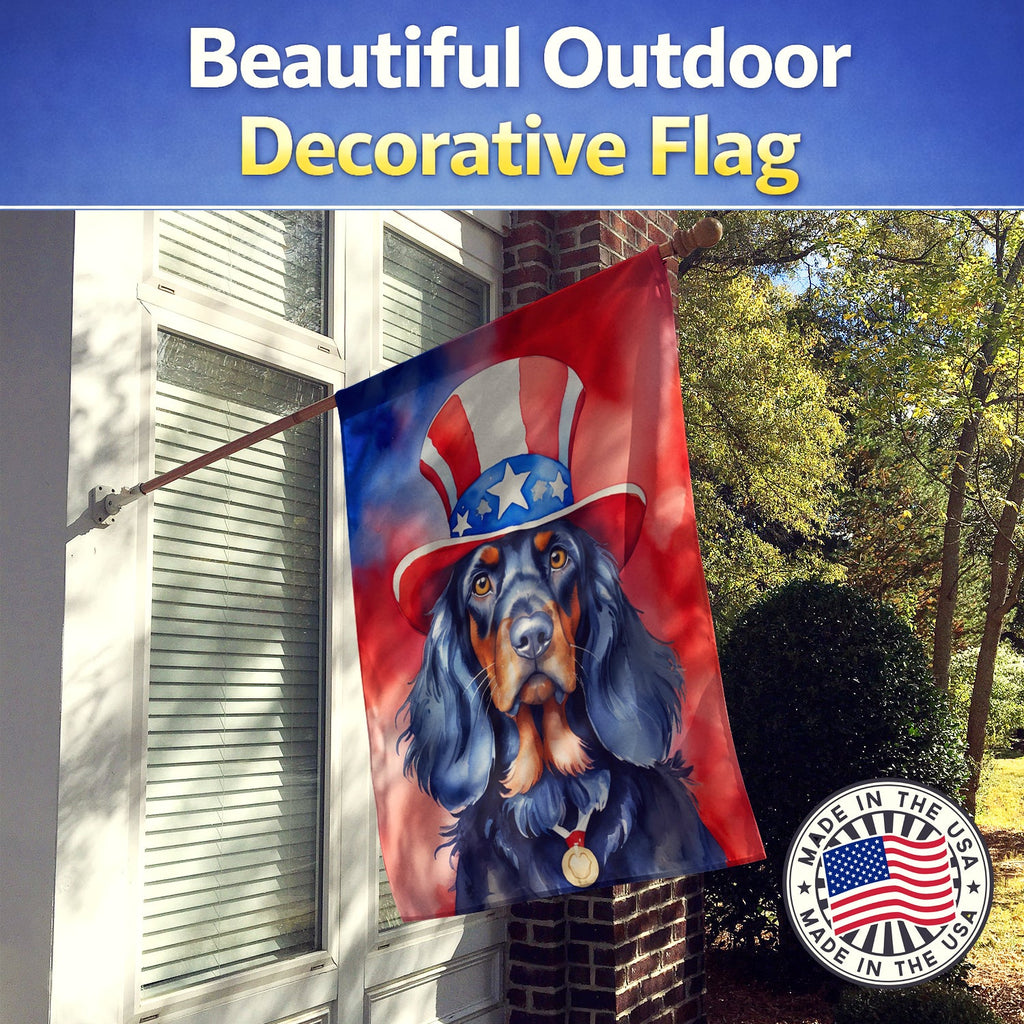 Gordon Setter Patriotic American House Flag 28x40 Porch Sleeve Pole Decorative Outside Yard Banner Artwork Wall Hanging, Polyester