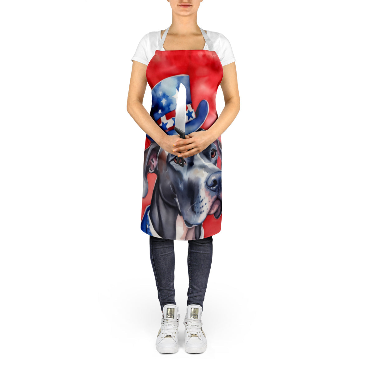 Great Dane Patriotic American Apron Cooking Kitchen Server Baking Crafts Gardening for Adult Women Men, Unisex, Large, Multicolor