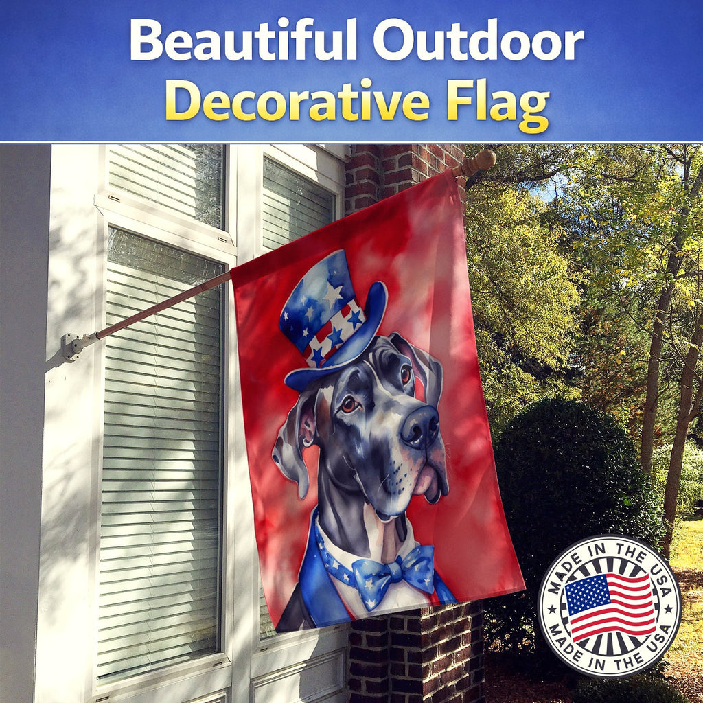 Great Dane Patriotic American House Flag 28x40 Porch Sleeve Pole Decorative Outside Yard Banner Artwork Wall Hanging, Polyester