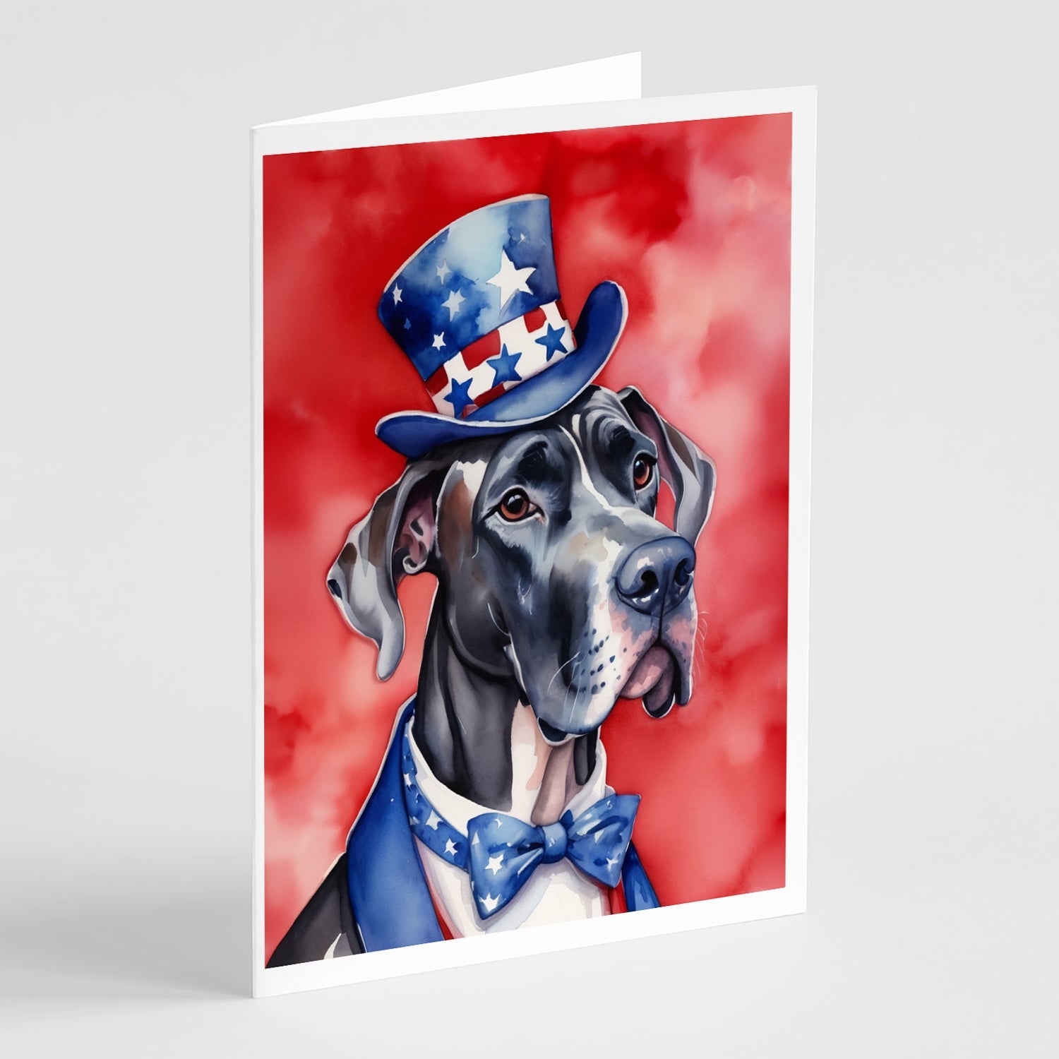 Great Dane Patriotic American Greeting Cards Pack of 8 Blank Cards with Envelopes Whimsical A7 Size 5x7
