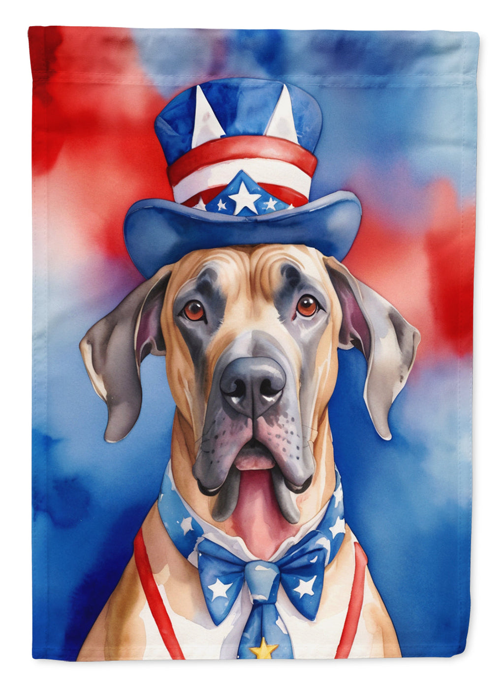 Great Dane Patriotic American House Flag 28x40 Porch Sleeve Pole Decorative Outside Yard Banner Artwork Wall Hanging, Polyester