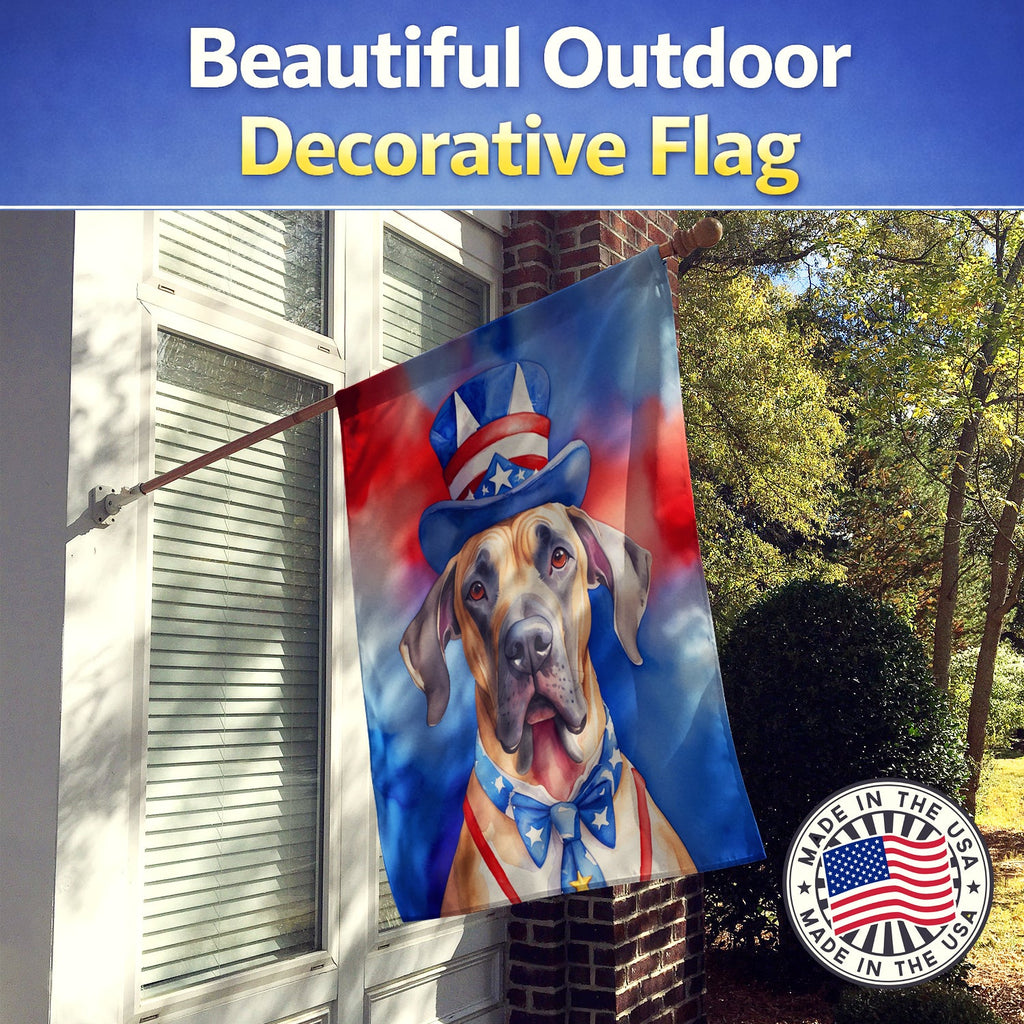 Great Dane Patriotic American House Flag 28x40 Porch Sleeve Pole Decorative Outside Yard Banner Artwork Wall Hanging, Polyester