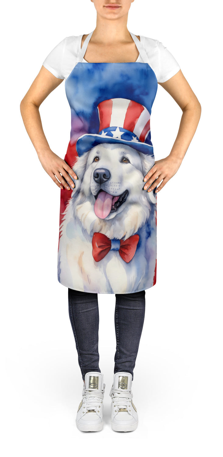 Great Pyrenees Patriotic American Apron Cooking Kitchen Server Baking Crafts Gardening for Adult Women Men, Unisex, Large, Multicolor