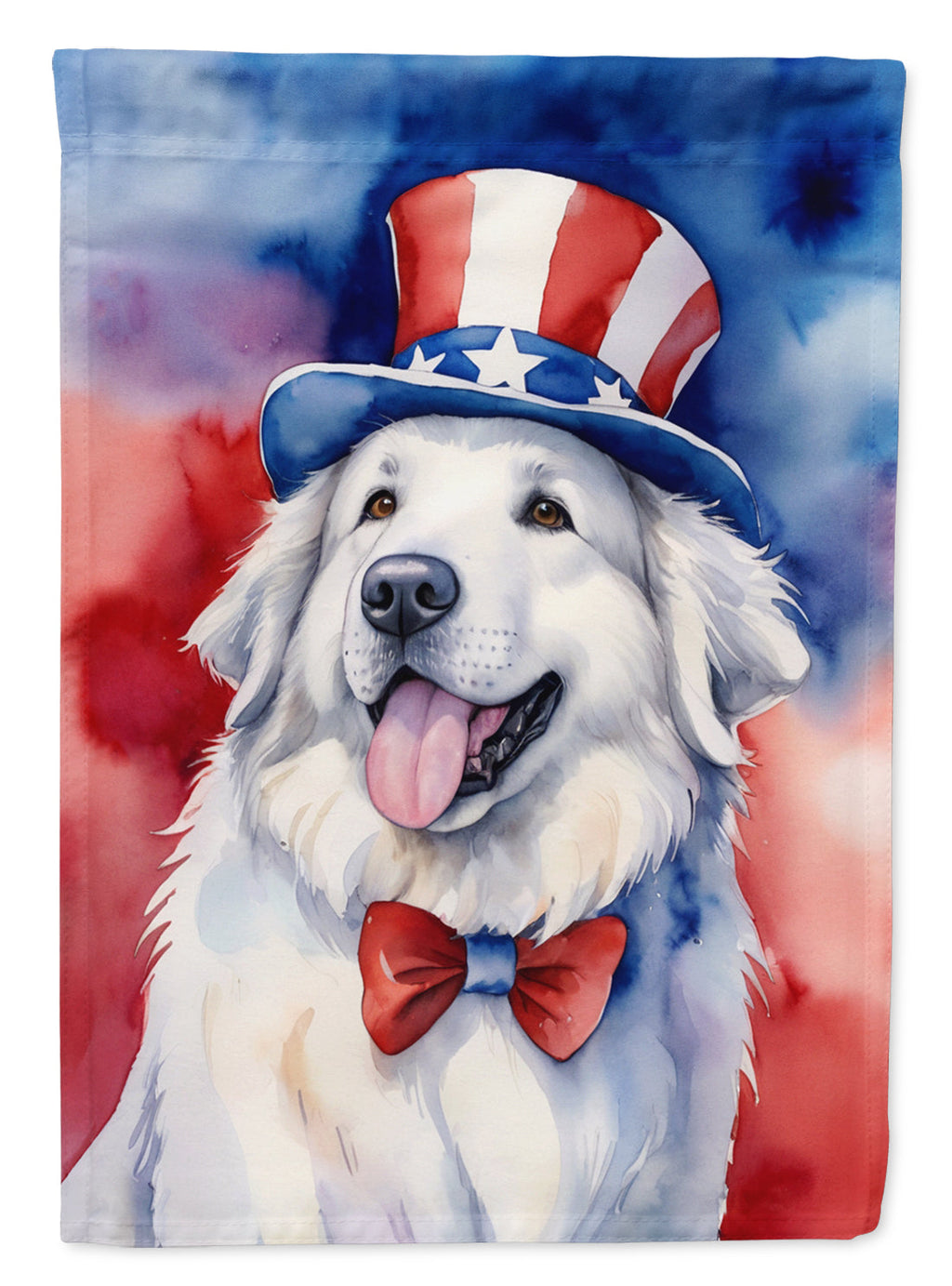 Great Pyrenees Patriotic American House Flag 28x40 Porch Sleeve Pole Decorative Outside Yard Banner Artwork Wall Hanging, Polyester