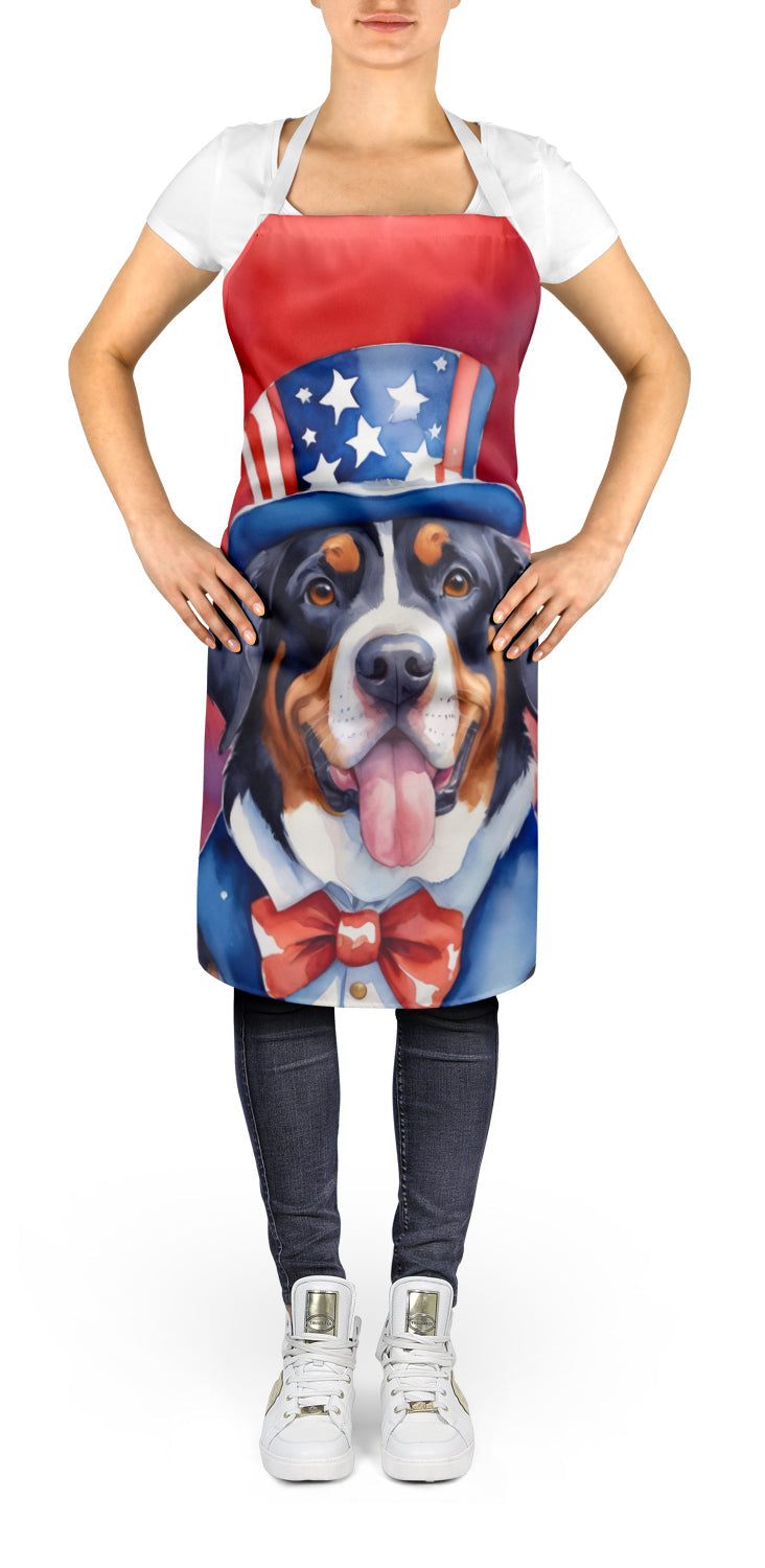 Greater Swiss Mountain Dog Patriotic American Apron Cooking Kitchen Server Baking Crafts Gardening for Adult Women Men, Unisex, Large, Multicolor