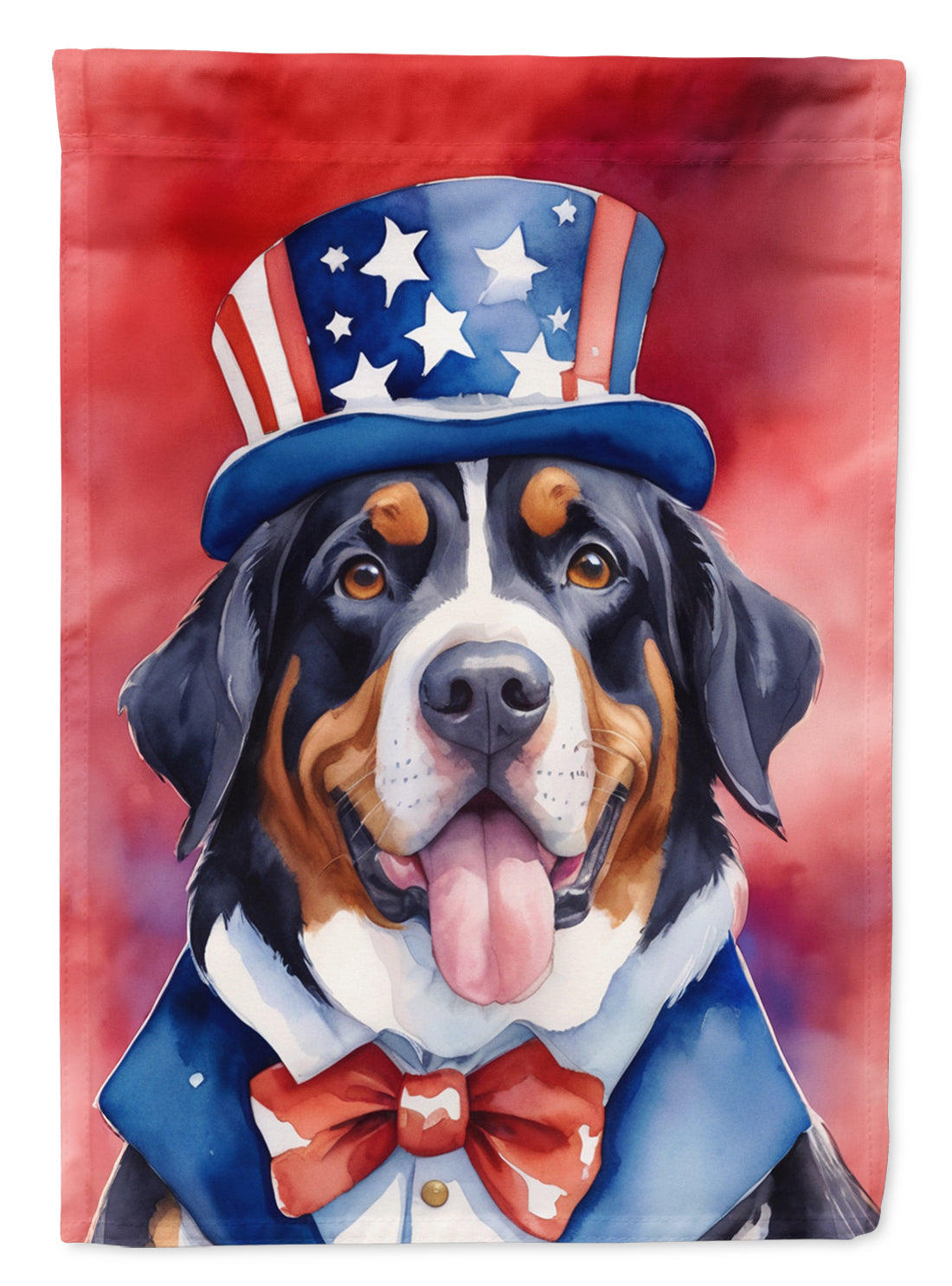Greater Swiss Mountain Dog Patriotic American House Flag 28x40 Porch Sleeve Pole Decorative Outside Yard Banner Artwork Wall Hanging, Polyester