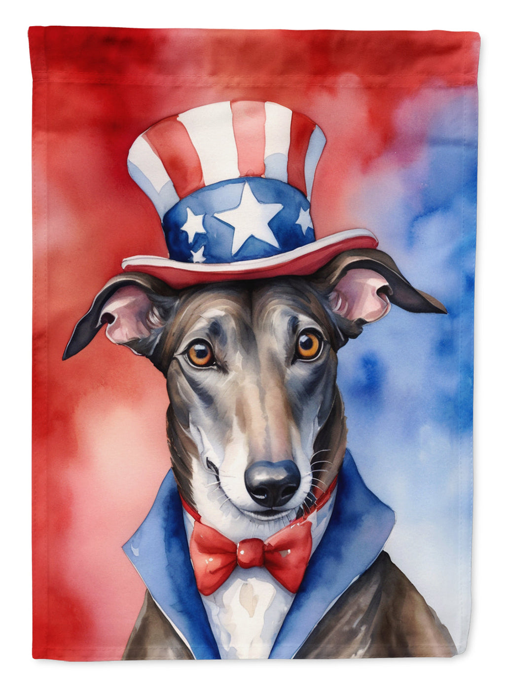 Greyhound Patriotic American House Flag 28x40 Porch Sleeve Pole Decorative Outside Yard Banner Artwork Wall Hanging, Polyester