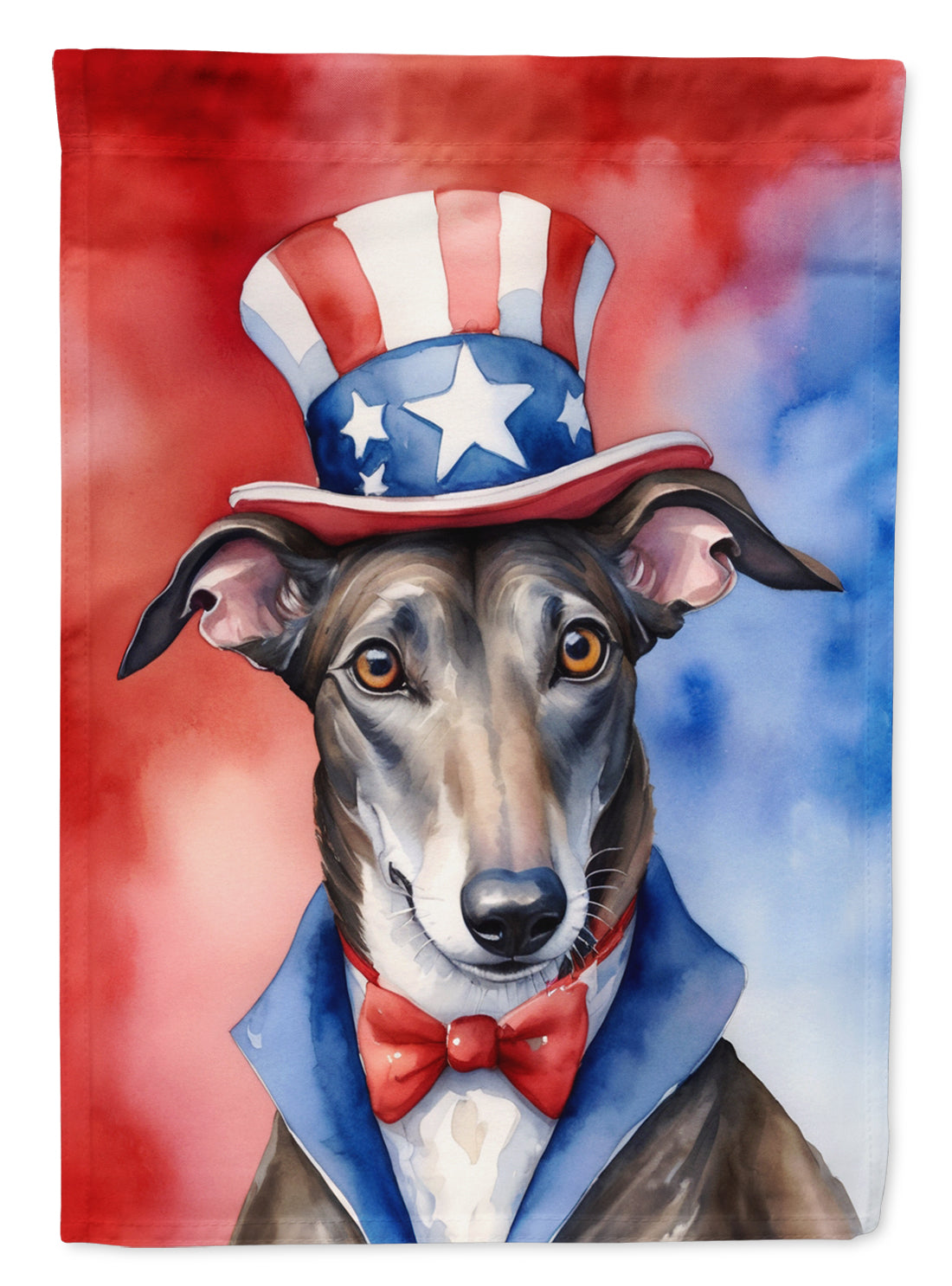 Greyhound Patriotic American House Flag 28x40 Porch Sleeve Pole Decorative Outside Yard Banner Artwork Wall Hanging, Polyester