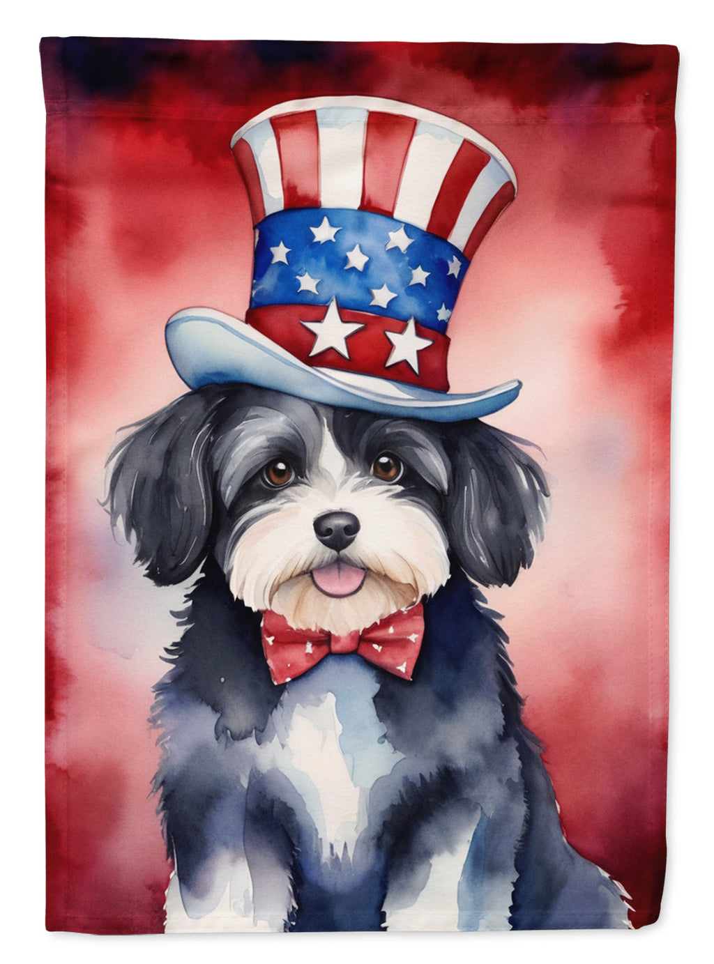 Havanese Patriotic American House Flag 28x40 Porch Sleeve Pole Decorative Outside Yard Banner Artwork Wall Hanging, Polyester
