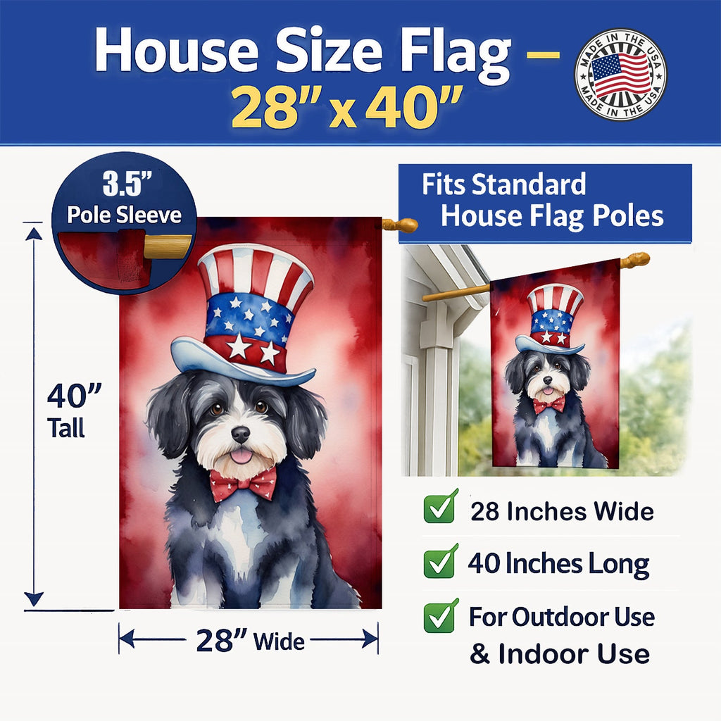 Havanese Patriotic American House Flag 28x40 Porch Sleeve Pole Decorative Outside Yard Banner Artwork Wall Hanging, Polyester