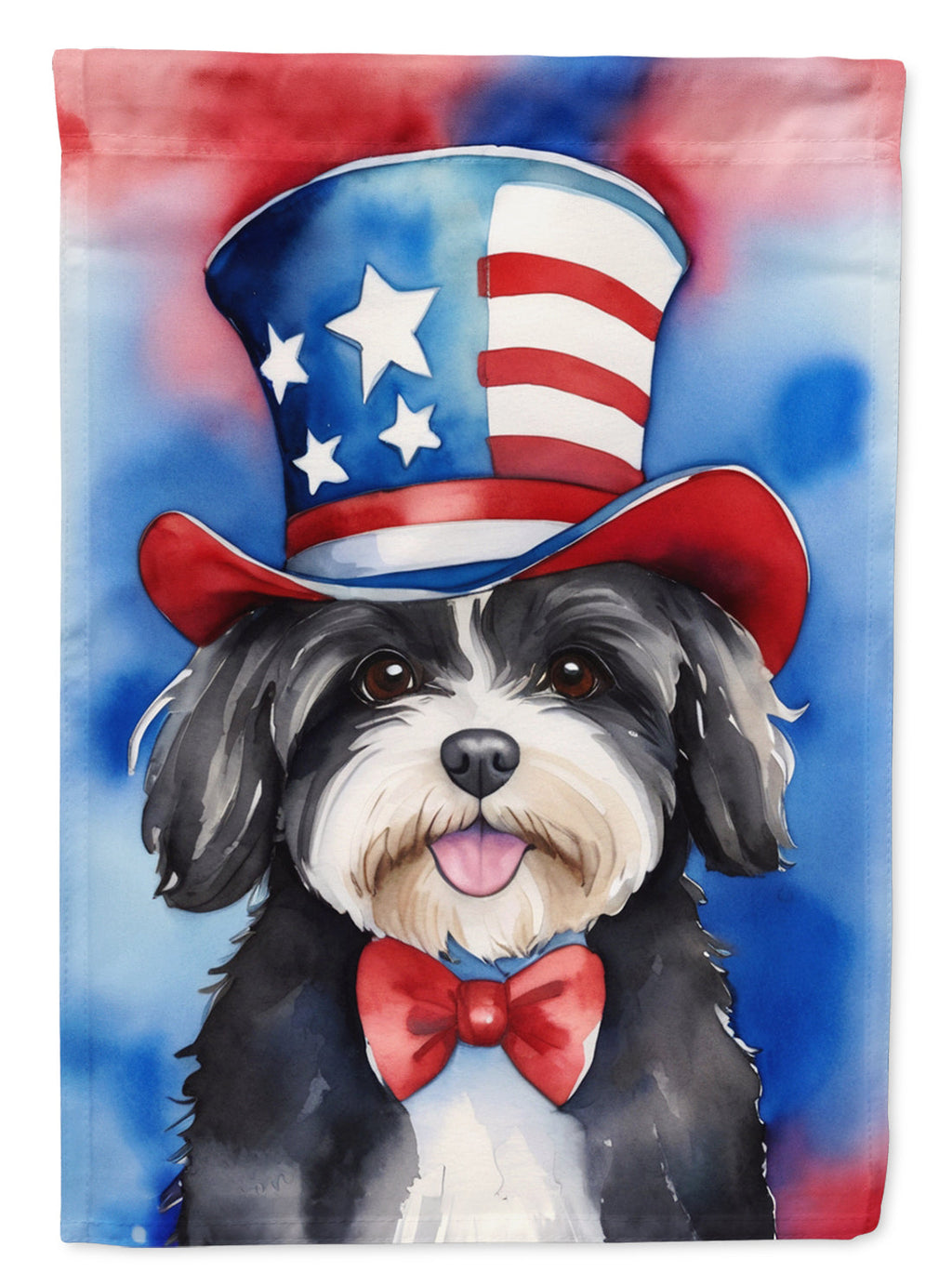 Havanese Patriotic American House Flag 28x40 Porch Sleeve Pole Decorative Outside Yard Banner Artwork Wall Hanging, Polyester