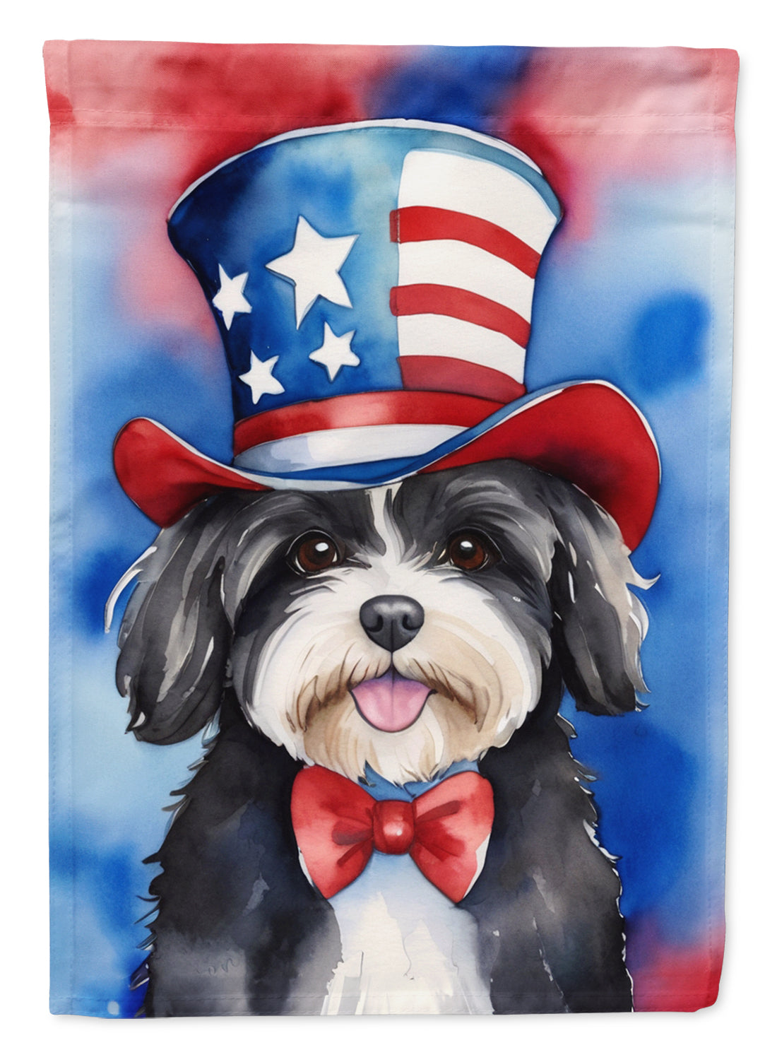 Havanese Patriotic American House Flag 28x40 Porch Sleeve Pole Decorative Outside Yard Banner Artwork Wall Hanging, Polyester