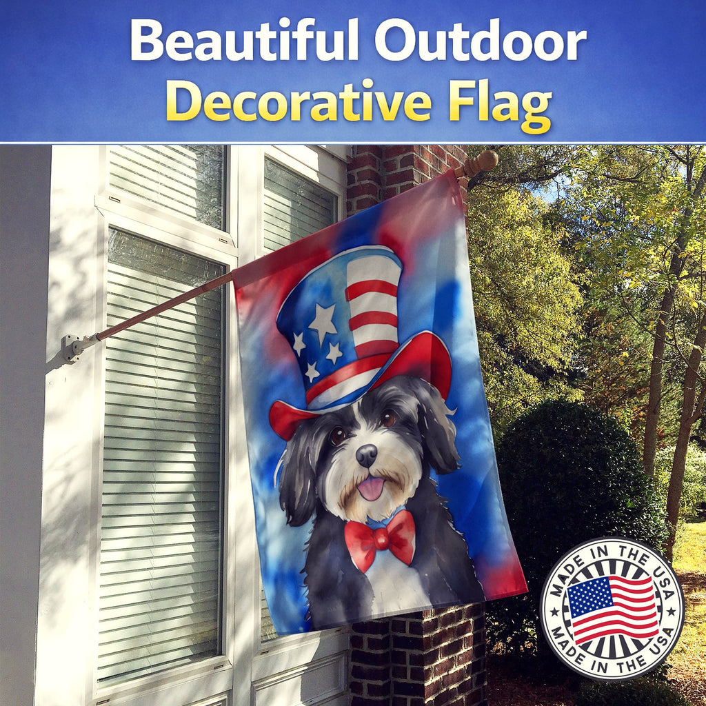 Havanese Patriotic American House Flag 28x40 Porch Sleeve Pole Decorative Outside Yard Banner Artwork Wall Hanging, Polyester