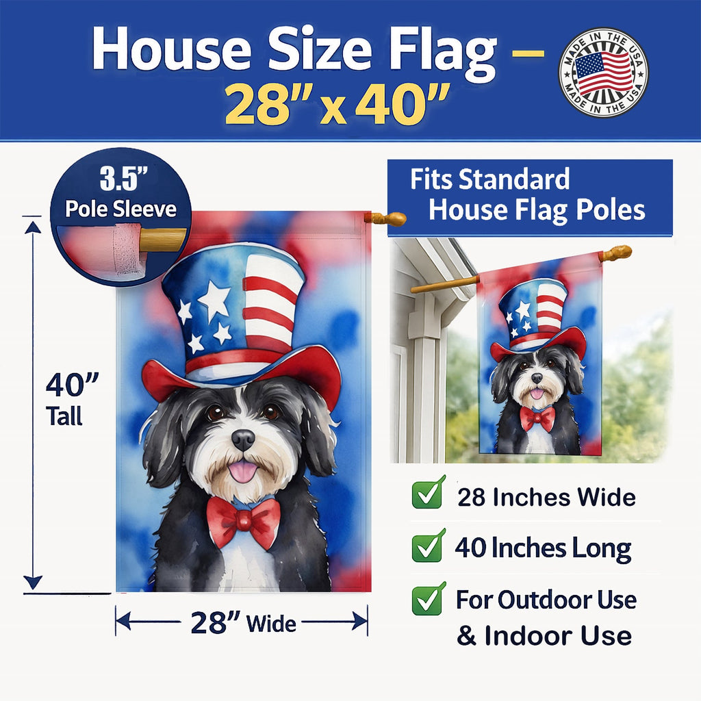 Havanese Patriotic American House Flag 28x40 Porch Sleeve Pole Decorative Outside Yard Banner Artwork Wall Hanging, Polyester