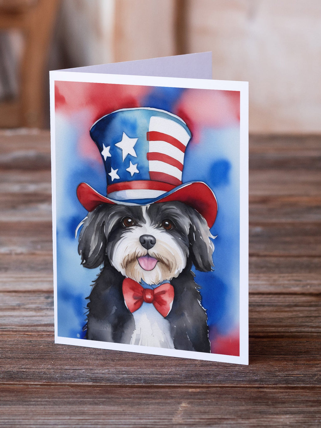 Havanese Patriotic American Greeting Cards Pack of 8 Blank Cards with Envelopes Whimsical A7 Size 5x7