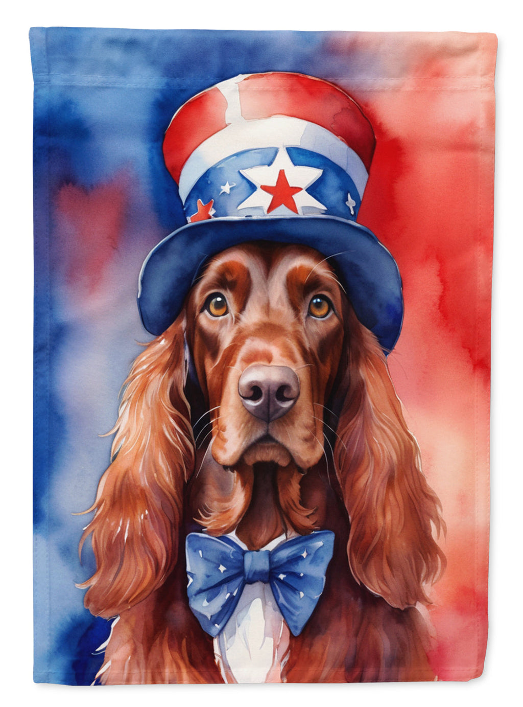 Irish Setter Patriotic American House Flag 28x40 Porch Sleeve Pole Decorative Outside Yard Banner Artwork Wall Hanging, Polyester