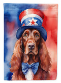 Irish Setter Patriotic American House Flag 28x40 Porch Sleeve Pole Decorative Outside Yard Banner Artwork Wall Hanging, Polyester
