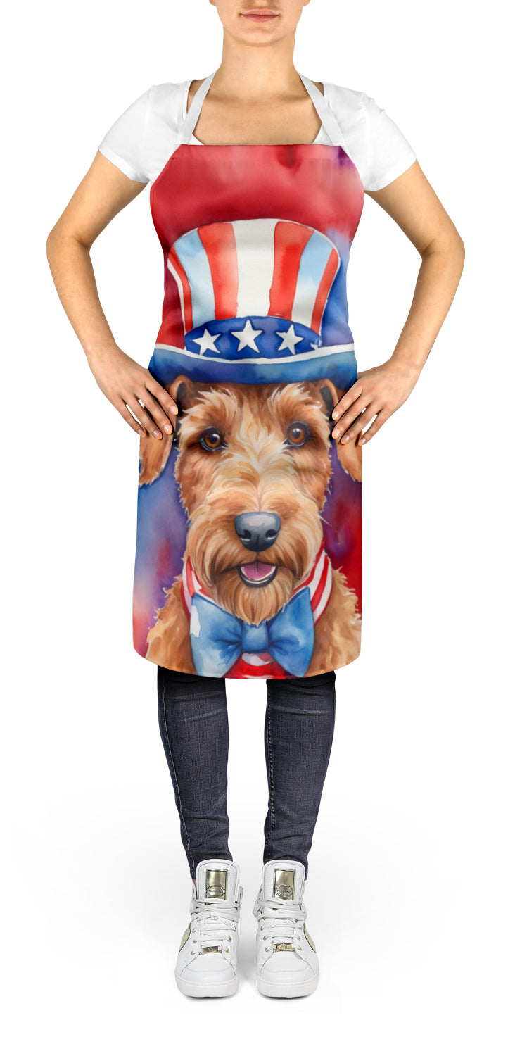 Irish Terrier Patriotic American Apron Cooking Kitchen Server Baking Crafts Gardening for Adult Women Men, Unisex, Large, Multicolor