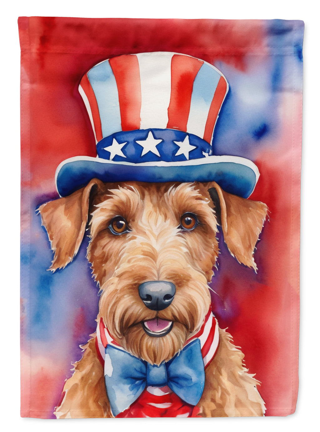 Irish Terrier Patriotic American House Flag 28x40 Porch Sleeve Pole Decorative Outside Yard Banner Artwork Wall Hanging, Polyester
