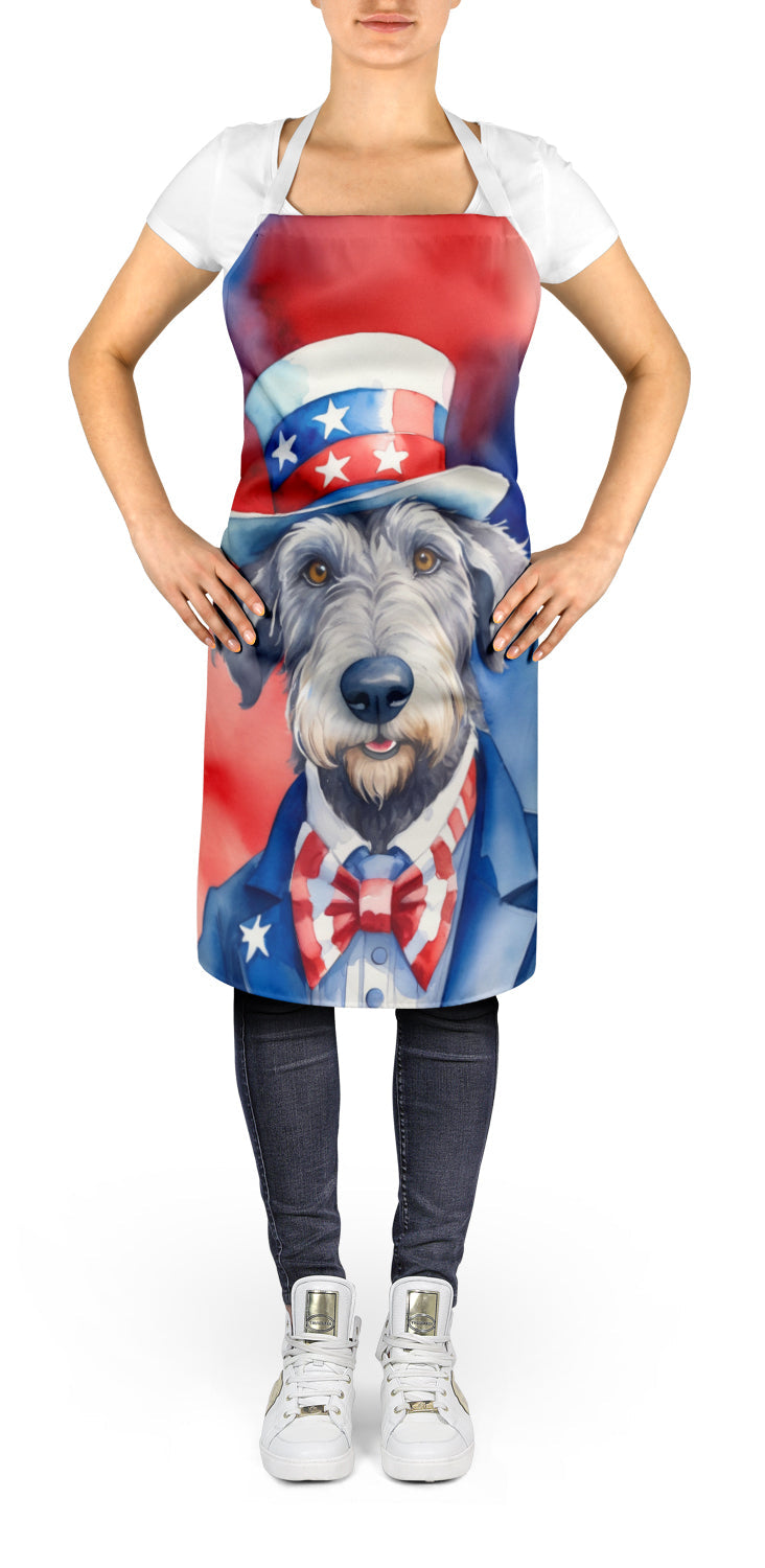 Irish Wolfhound Patriotic American Apron Cooking Kitchen Server Baking Crafts Gardening for Adult Women Men, Unisex, Large, Multicolor