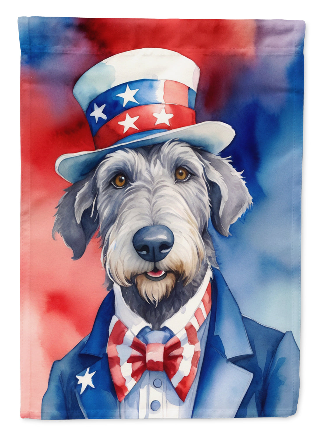 Irish Wolfhound Patriotic American House Flag 28x40 Porch Sleeve Pole Decorative Outside Yard Banner Artwork Wall Hanging, Polyester