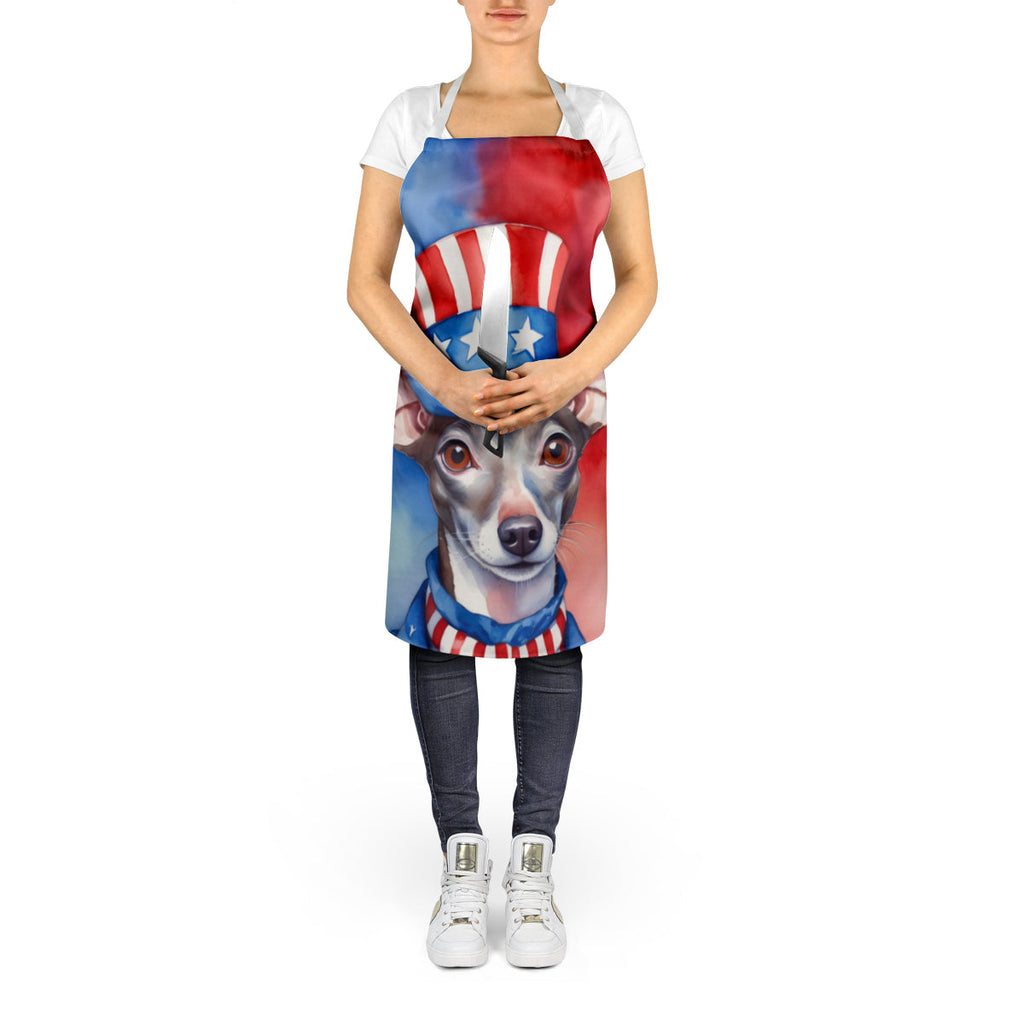 Italian Greyhound Patriotic American Apron Cooking Kitchen Server Baking Crafts Gardening for Adult Women Men, Unisex, Large, Multicolor