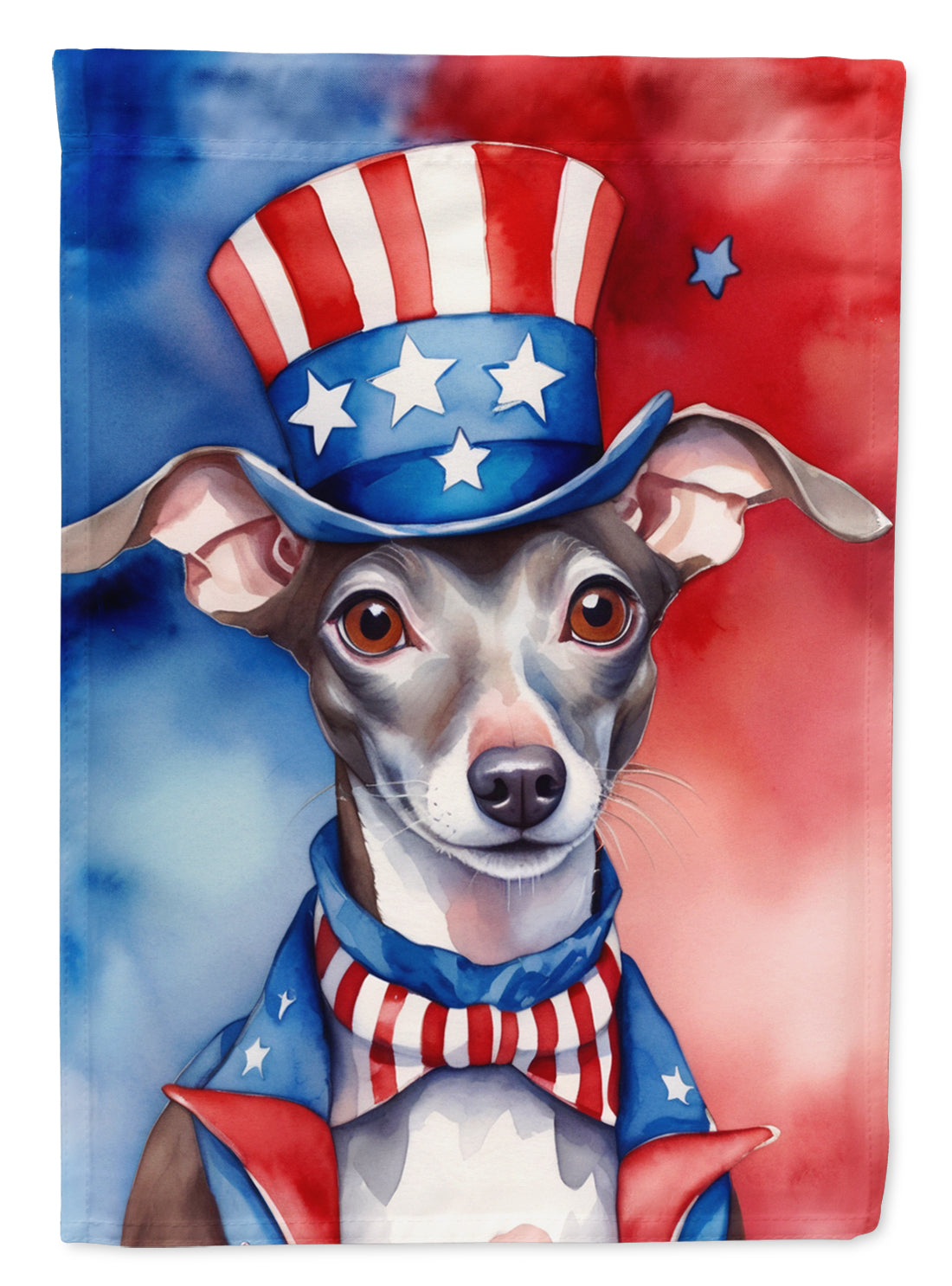 Italian Greyhound Patriotic American House Flag 28x40 Porch Sleeve Pole Decorative Outside Yard Banner Artwork Wall Hanging, Polyester