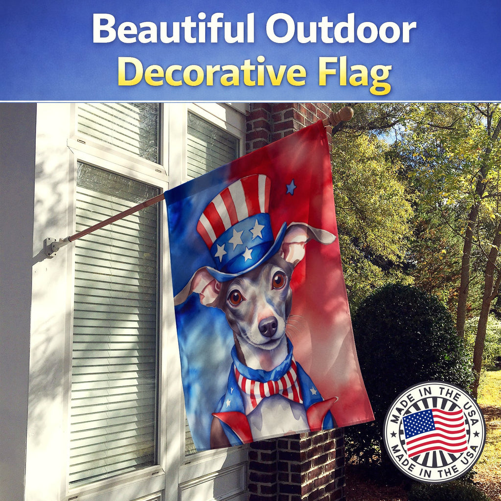 Italian Greyhound Patriotic American House Flag 28x40 Porch Sleeve Pole Decorative Outside Yard Banner Artwork Wall Hanging, Polyester