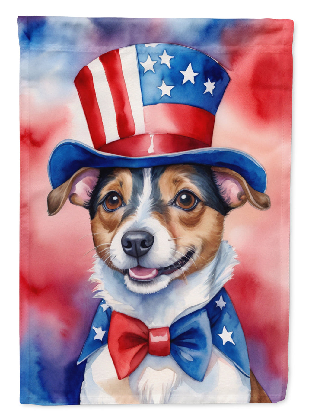 Jack Russell Terrier Patriotic American House Flag 28x40 Porch Sleeve Pole Decorative Outside Yard Banner Artwork Wall Hanging, Polyester