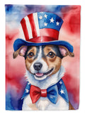 Jack Russell Terrier Patriotic American House Flag 28x40 Porch Sleeve Pole Decorative Outside Yard Banner Artwork Wall Hanging, Polyester