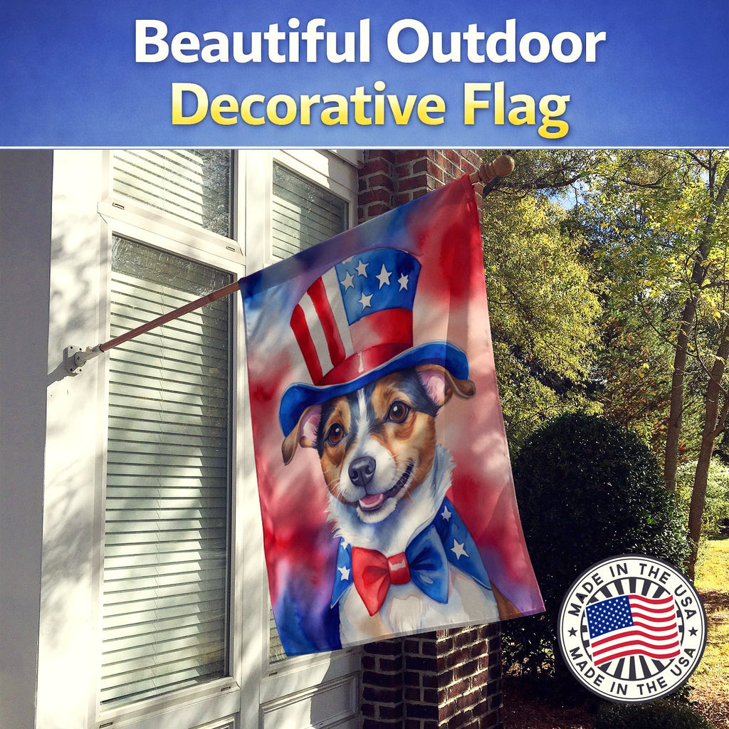 Jack Russell Terrier Patriotic American House Flag 28x40 Porch Sleeve Pole Decorative Outside Yard Banner Artwork Wall Hanging, Polyester