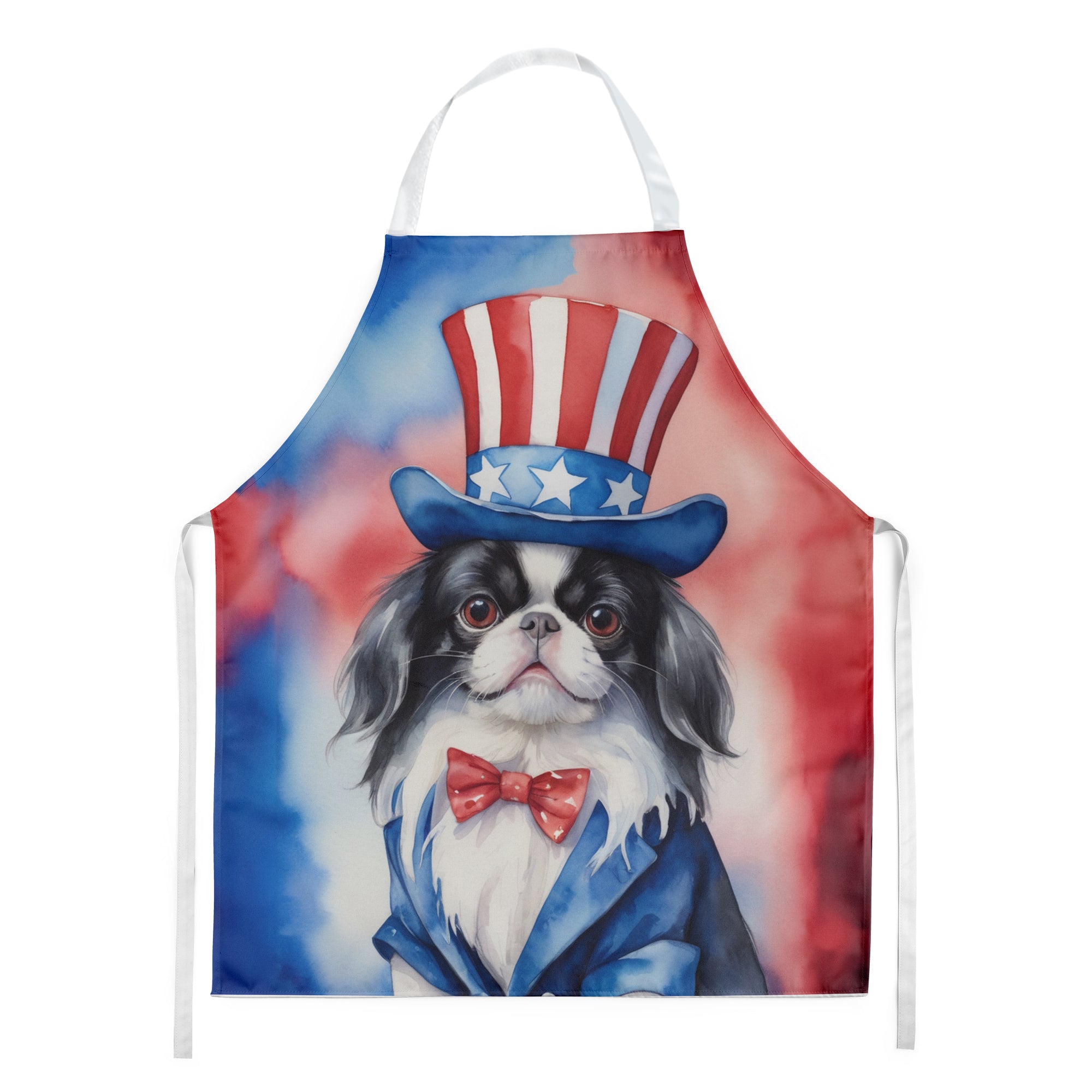 Japanese Chin Patriotic American Apron Cooking Kitchen Server Baking Crafts Gardening for Adult Women Men, Unisex, Large, Multicolor