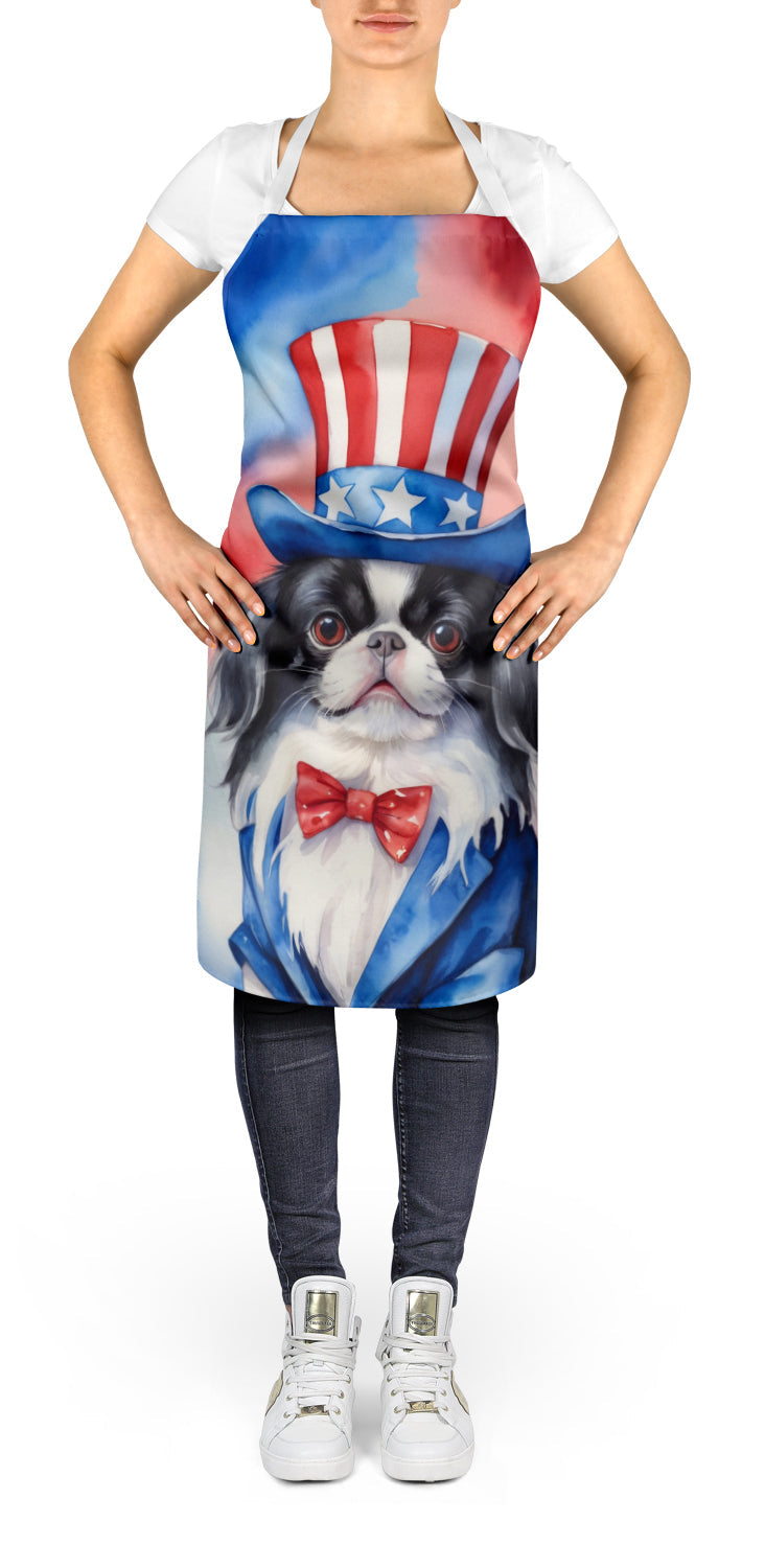 Japanese Chin Patriotic American Apron Cooking Kitchen Server Baking Crafts Gardening for Adult Women Men, Unisex, Large, Multicolor