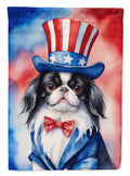 Japanese Chin Patriotic American House Flag 28x40 Porch Sleeve Pole Decorative Outside Yard Banner Artwork Wall Hanging, Polyester